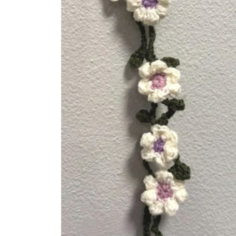 Handmade Crochet Flower Garland | Floral Yarn Decor | Multi-color